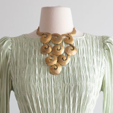 Fabulous 1970's Modernest Gold Tone Statement Necklace
