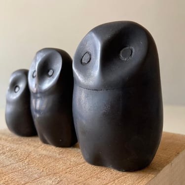 Rare Bronze Owl Family Trio Danish Vintage Mid Century 