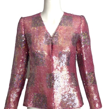 ANDRE LAUG- Pink Sequin Cocktail Blazer, Size-4