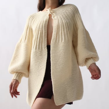 Vintage Chunky Balloon Sleeved Cardigan