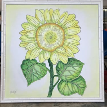Mid Century Sunflower Oil Painting Signed MacMillan