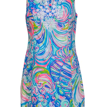 Lilly Pulitzer - Multicolor Swirled Printed Sheath Dress w/ Embroidered Front Sz 10