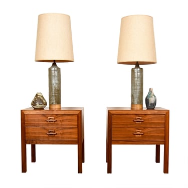 Pair of Cylindrical Ceramic Table Lamps
