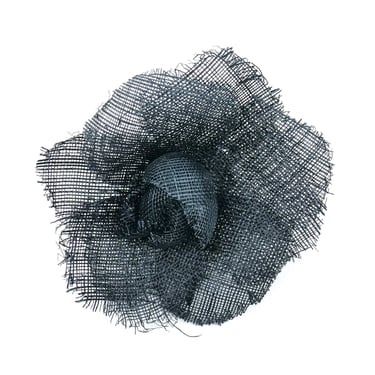 Chanel Camelia Midnight Navy Tweed Brooch