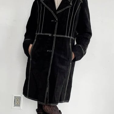 Vintage 90s Black Suede 3/4 Coat (L)