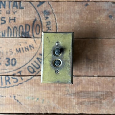 Salvaged Brass Push Button Switch and Plate Cover 