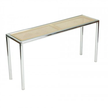 Chrome and Cane Console Table
