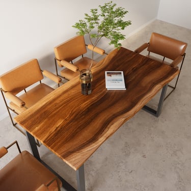 Walnut Dining Table, Live Edge Hardwood Dining Table, Modern Dining Table, Kitchen Table, 72