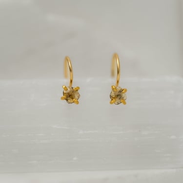 14k-22k Gold Salt And Pepper Diamond Hook Earrings