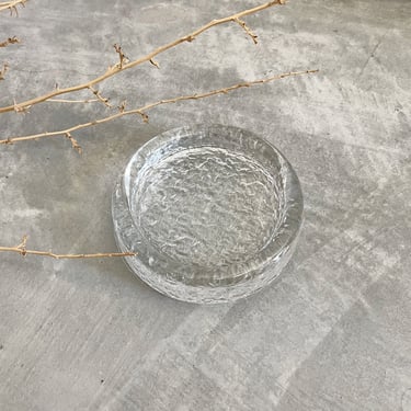 Iittala Finland Ice Textured Glass Dish | Scandinavian Design | MCM | Crystal Glass Ashtray | Timo Sarpaneva | Catchall 