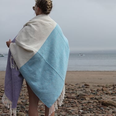 AMY | Handwoven Eco-Friendly Cotton Blanket in Purple &amp; Turquoise