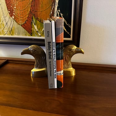 Vintage Brass Eagle Head Bookends 