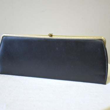 1950s Theodor Black Vinyl Clutch Purse 