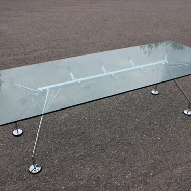 1970s Norman Foster Large Glass Table Model Nomos  for Tecno, Italy 