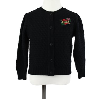 Girl's "Mom's Pride" Black Knit Sweater Cardigan 