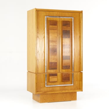 Canadian Brutalist Mid Century Rosewood Oak and Chrome Armoire - mcm 