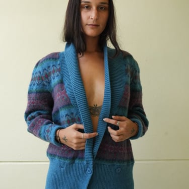 Oversized Wool Cardigan / Laura Ashley Knit Sweater / 1990's Cozy Sweater / Vintage Knitwear / Wool Cardi 