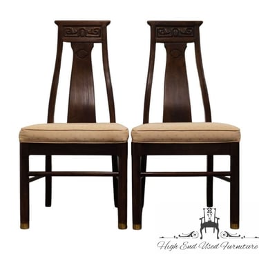 Set of 2 HIGH END Walnut Asian Chinoiserie Dining Side Chairs 