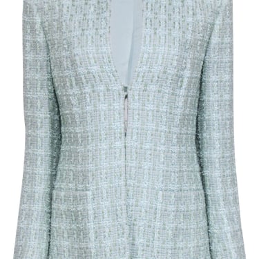 Carlisle - Light Green & White Metallic Tweed Jacket Sz 10