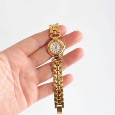Vintage Anne Klein 753 Bezel Goldtone mother of pearl Swiss made woman's watch 