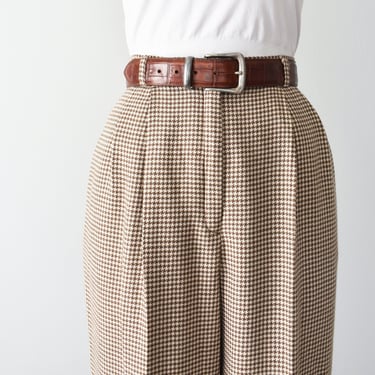 vintage wool check print pants, 90s high waisted trousers 