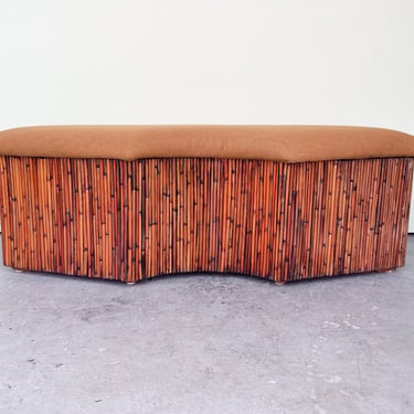 Pencil Reed Rattan Curved Bench