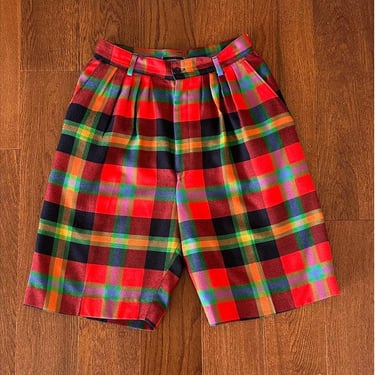 Vintage Bermuda Shorts | 80s Shorts | High Waist Shorts | Vintage Plaid Shorts 