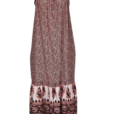 Xirena - Rust Red, White, & Taupe Paisley Print Midi Dress Sz M