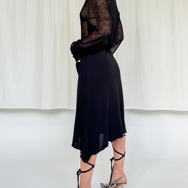 Black Rayon Jersey Asymmetrical Skirt (M)