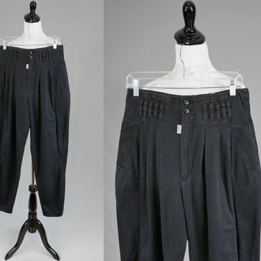 Vintage Men's Black Pleated Pants - 30