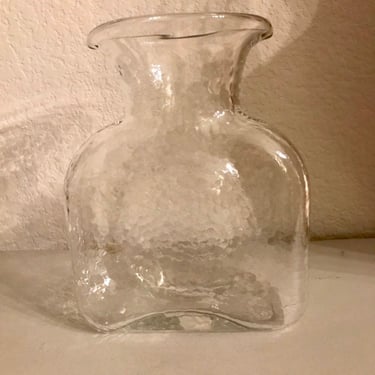 Vintage Clear Blenko Glass Water Pitcher Carafe Circular Indents 