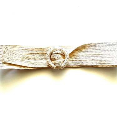 Vintage 70s Woven White Belt 1970s Boho Sash 