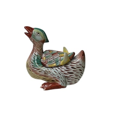 Vintage Oriental Handmade Mix Color Ceramic Water Duck Display Figure ws4405E 