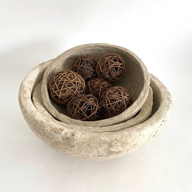 Paper Mache Bowl Hand-Crafted Rustic Home 