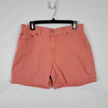 Vintage 90s Coral Orange Mid Rise Denim Shorts, Size Large 