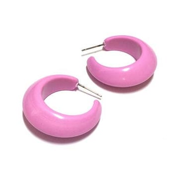 Pink Pinched Bulb Lucite Hoop Earrings