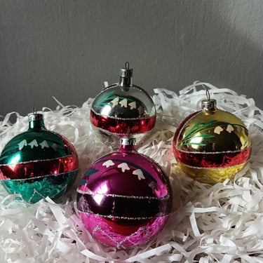 Vintage Christmas Ornaments | Set of 4 