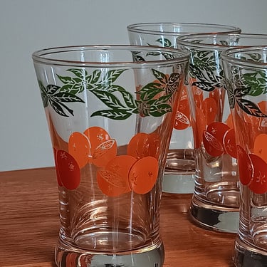 Orange Juice Glasses Set of 4 | Vintage Mid-century 