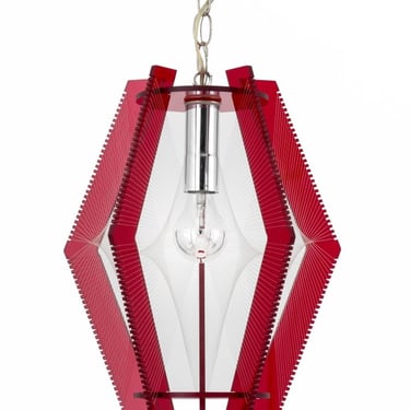 Atomic Age Lucite String & Red Acrylic Pendant