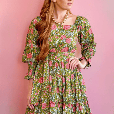 Bohemian Gemme Elizabeth Green Floral Dress