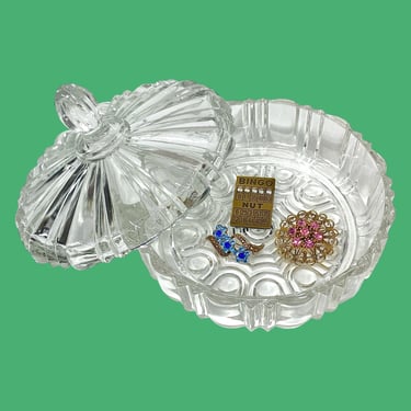 Vintage Candy Dish Retro 1960s Mid Century Modern + Anchor Hocking + Clear Glass + Round + Kitchen Storage + MCM Jewelry Dish + Glass Decor 