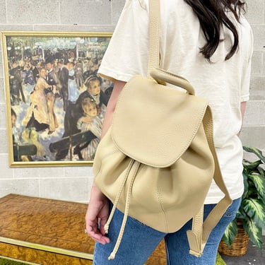 Vintage Coach Sonoma Drawstring Backpack Retro 1990s Genuine Pebbled Leather + 4911 + Beige + Tan + Knapsack + Daypack + Womens Accessory 