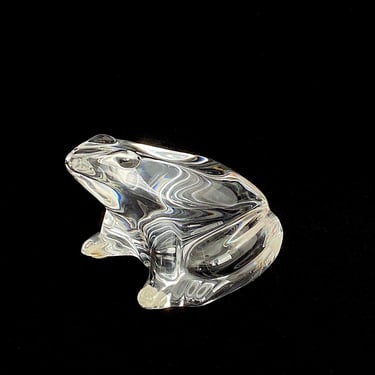 Fine Vintage Modern French Art Glass Crystal BACCARAT Frog Figurine Sculpture France 