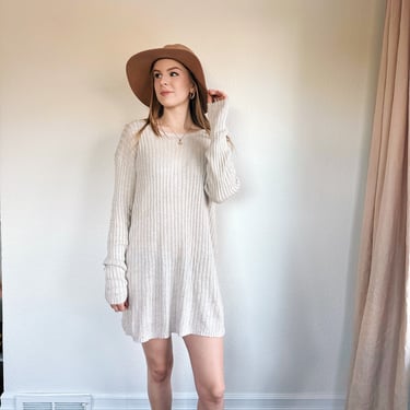 Linen Blend Vintage Sweater Dress 