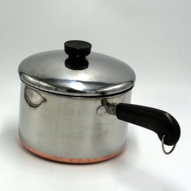 Vintage 1978 Revere Ware Copper Clad Saucepan 1 1/2 Qt. WITH Lid