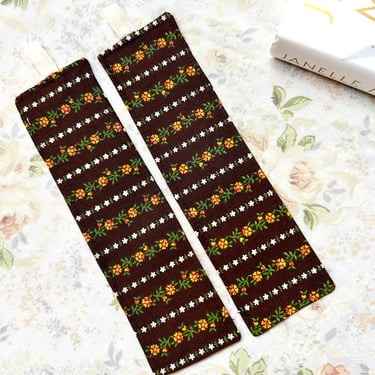 Made in Chicago - Brown Pinstripe Floral Fabric Bookmark 