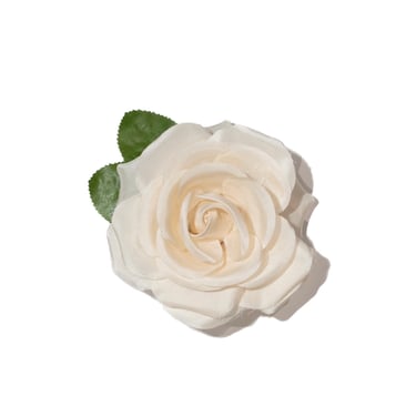 White Silk Rose Brooch