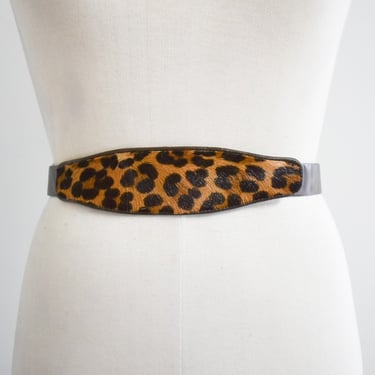 1980s/90s Abbe Leather and Leopard Print Belt 