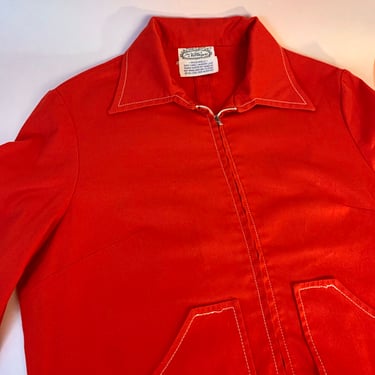 60’s contrast stitch jacket, retro racing jacket, bright red jacket, mod contrast stitch, retro zip up jacket 