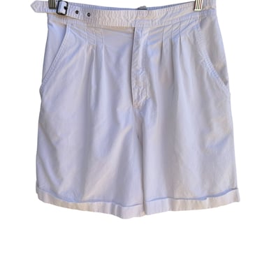 Avon Fashions Vintage White Womens Pleated Cotton High-Waisted Belted Shorts 16